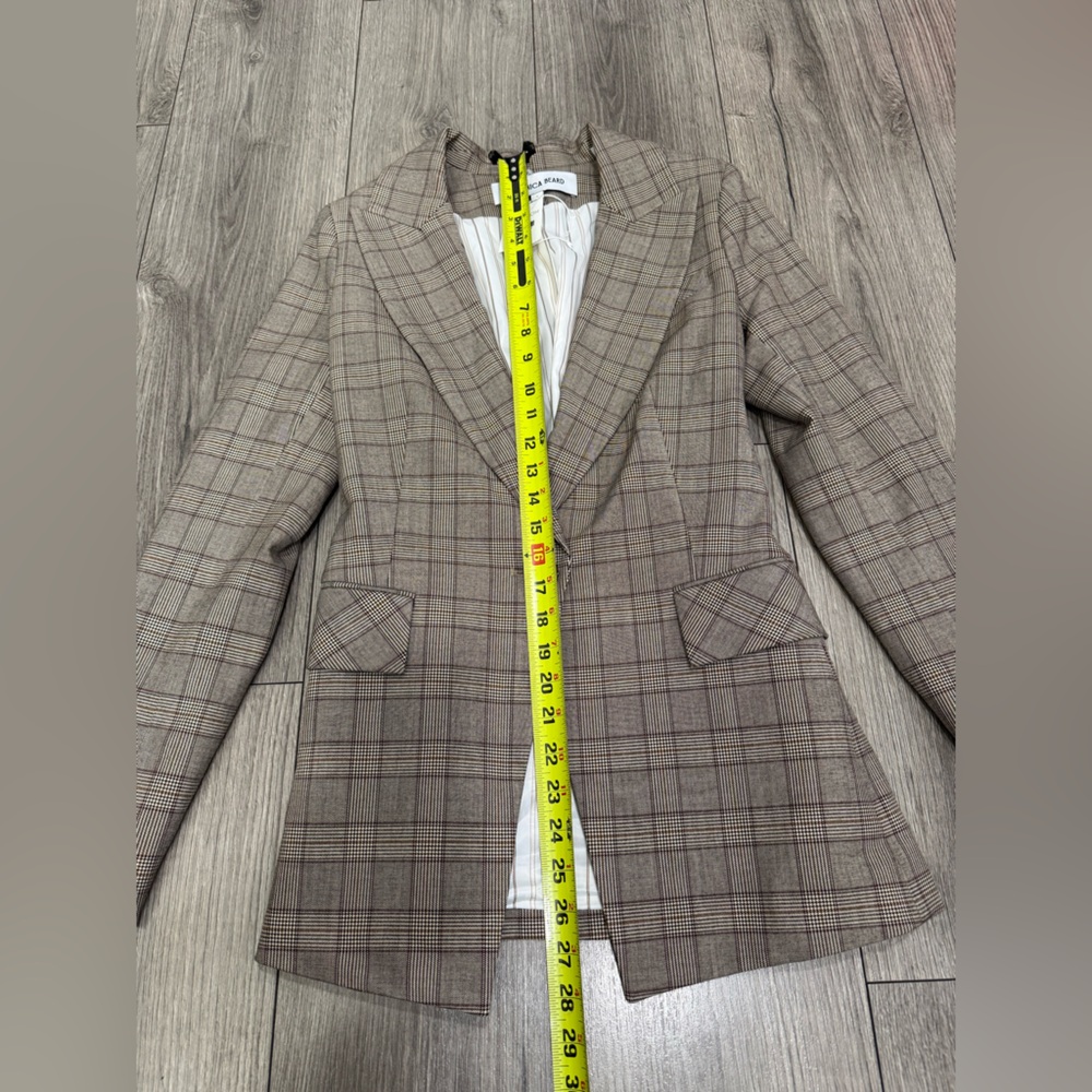 NWOT Veronica Beard Long & Lean Dickey Jacket in Brown Multi Plaid Size 6 - Picture 7 of 8